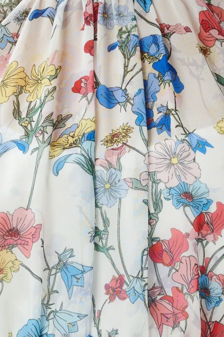 Adrianna Papell Crew Neck Back Zipper Sleeveless Floral Chiffon Midi Dress by Curated Brands