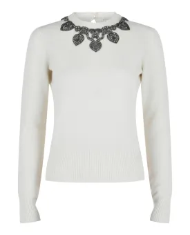 Alexander McQueen Jeweled Neck Knit Sweater by Carro Luxury Maison