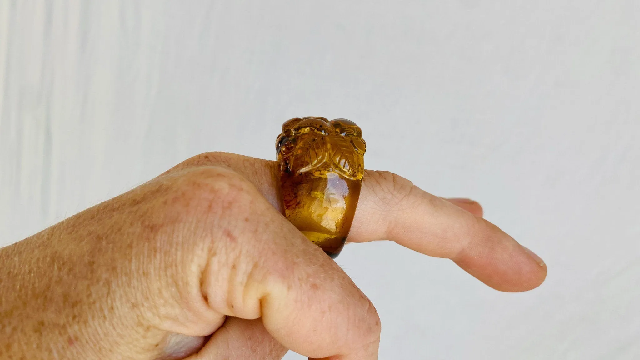 Amber Flower Ring. Gorgeous. Size 8.75. 0024