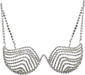 AREA Silver Metallic Crystal-embellished Bra UK XS/S