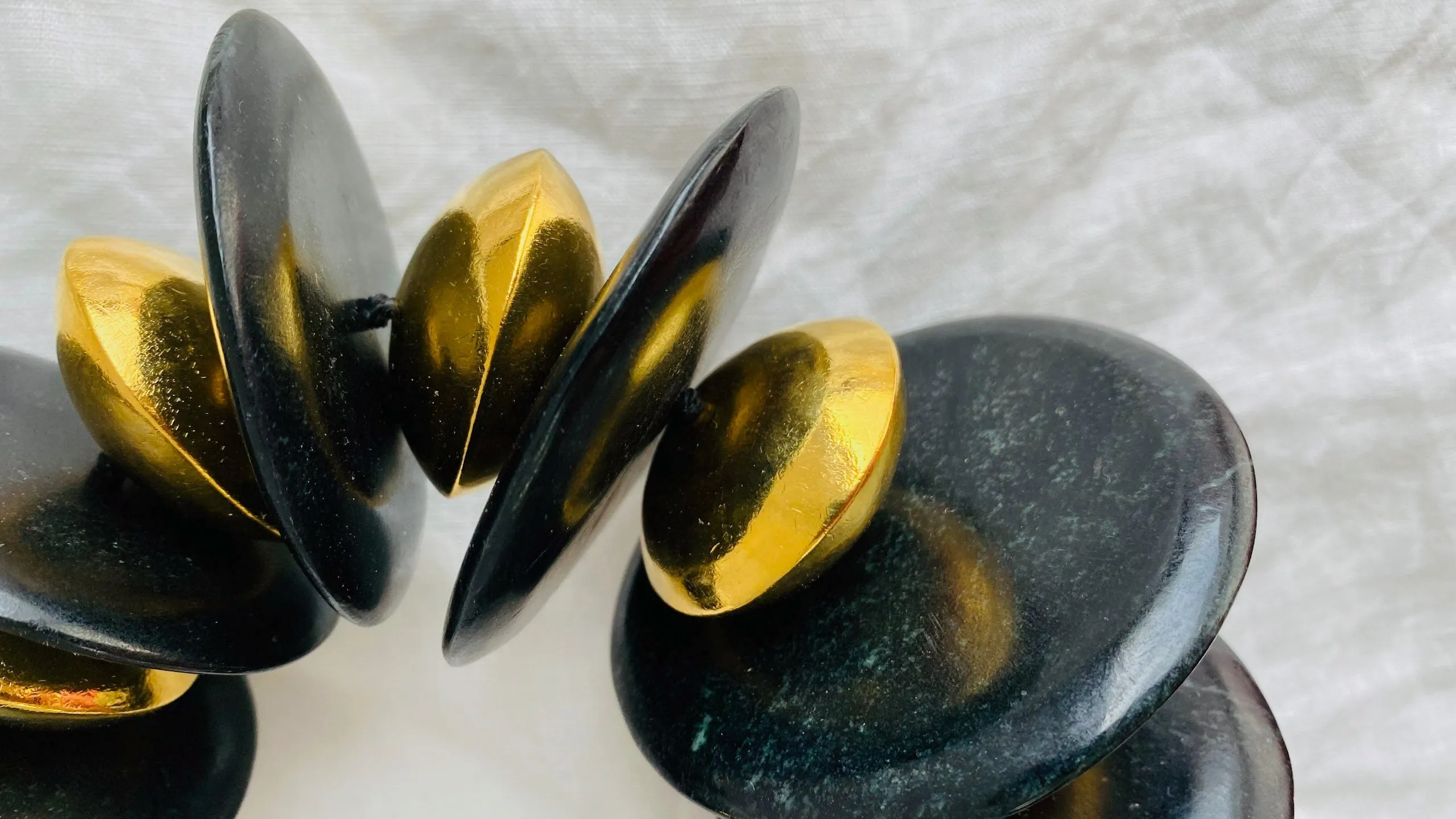 Black Jade & Vermeil Necklace. 24kt Gold Plated Silver and Mayan Black Jade.