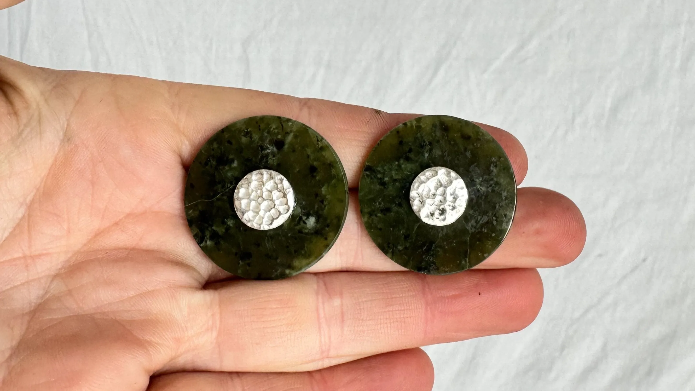 Canadian Jade Earrings. Jade & Sterling Silver. 1367