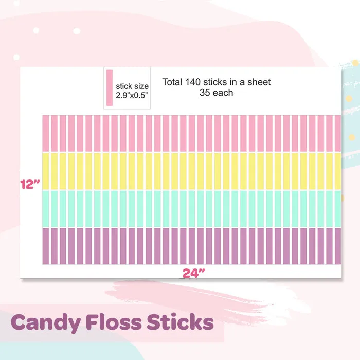 Candy Floss Sticks Mini Wall Art Stickers