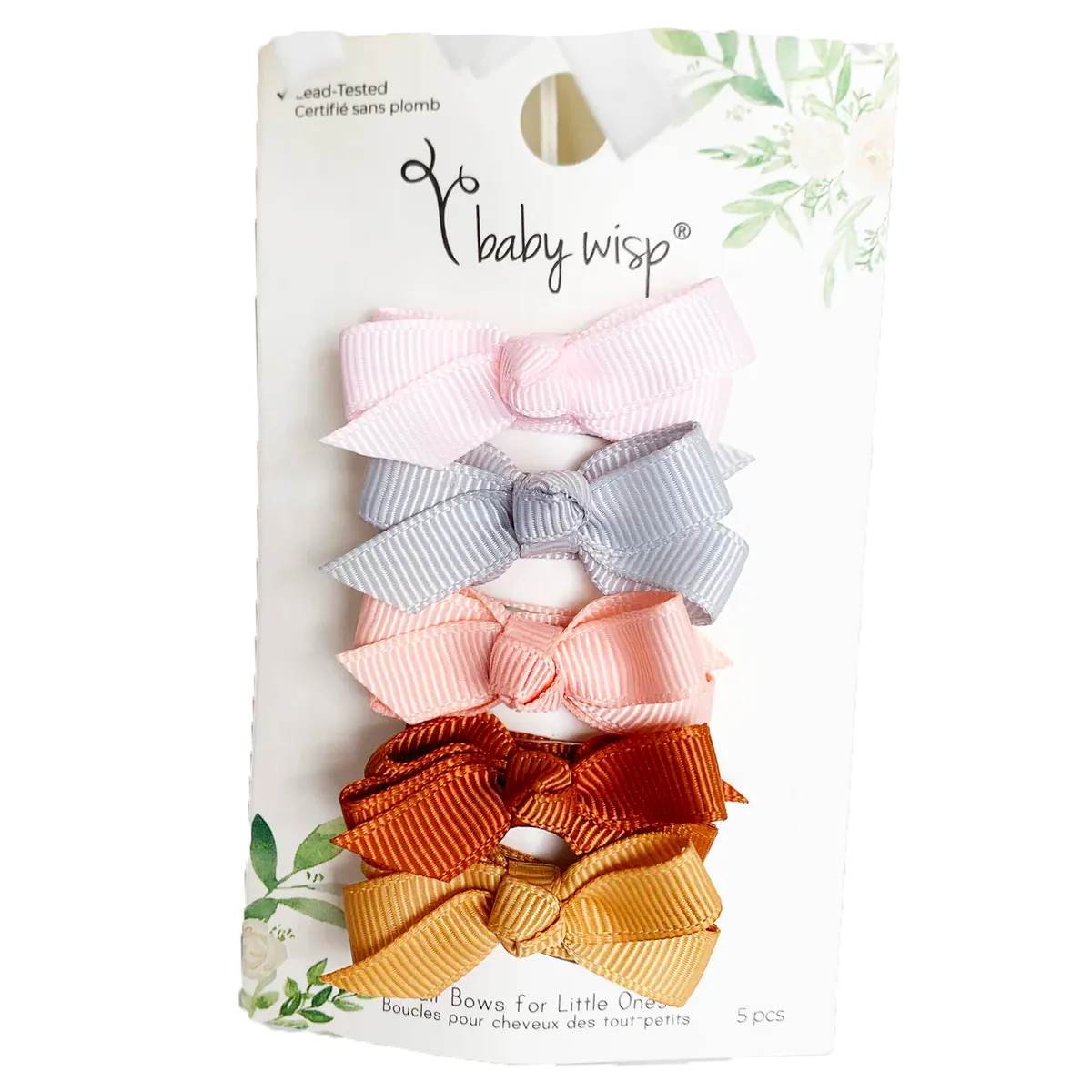 Chelsea Grosgrain Bows on Snap Clips Set of 5 - Bow Addict by Baby Wisp