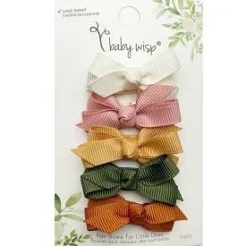 Chelsea Grosgrain Bows on Snap Clips Set of 5 - Desert Spring by Baby Wisp