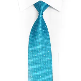 Crystal Rhinestones On Bright Blue Mens Silk Tie