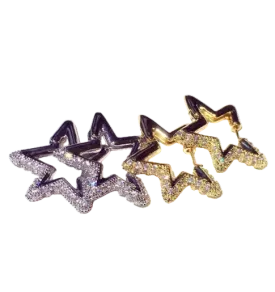 Gold Star Crystal Embellished Earrings In Gift Box