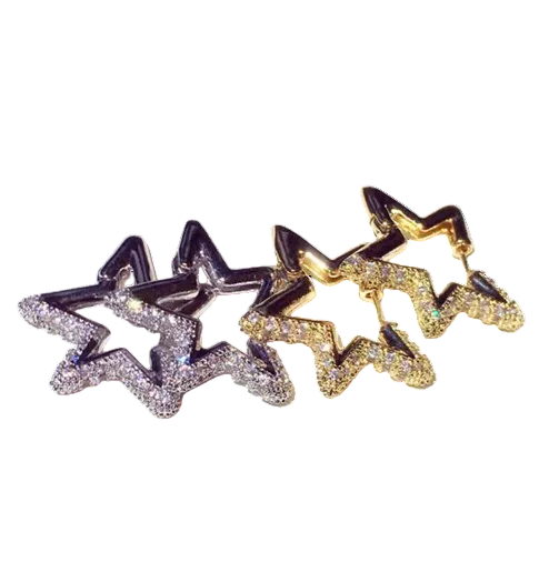 Gold Star Crystal Embellished Earrings In Gift Box