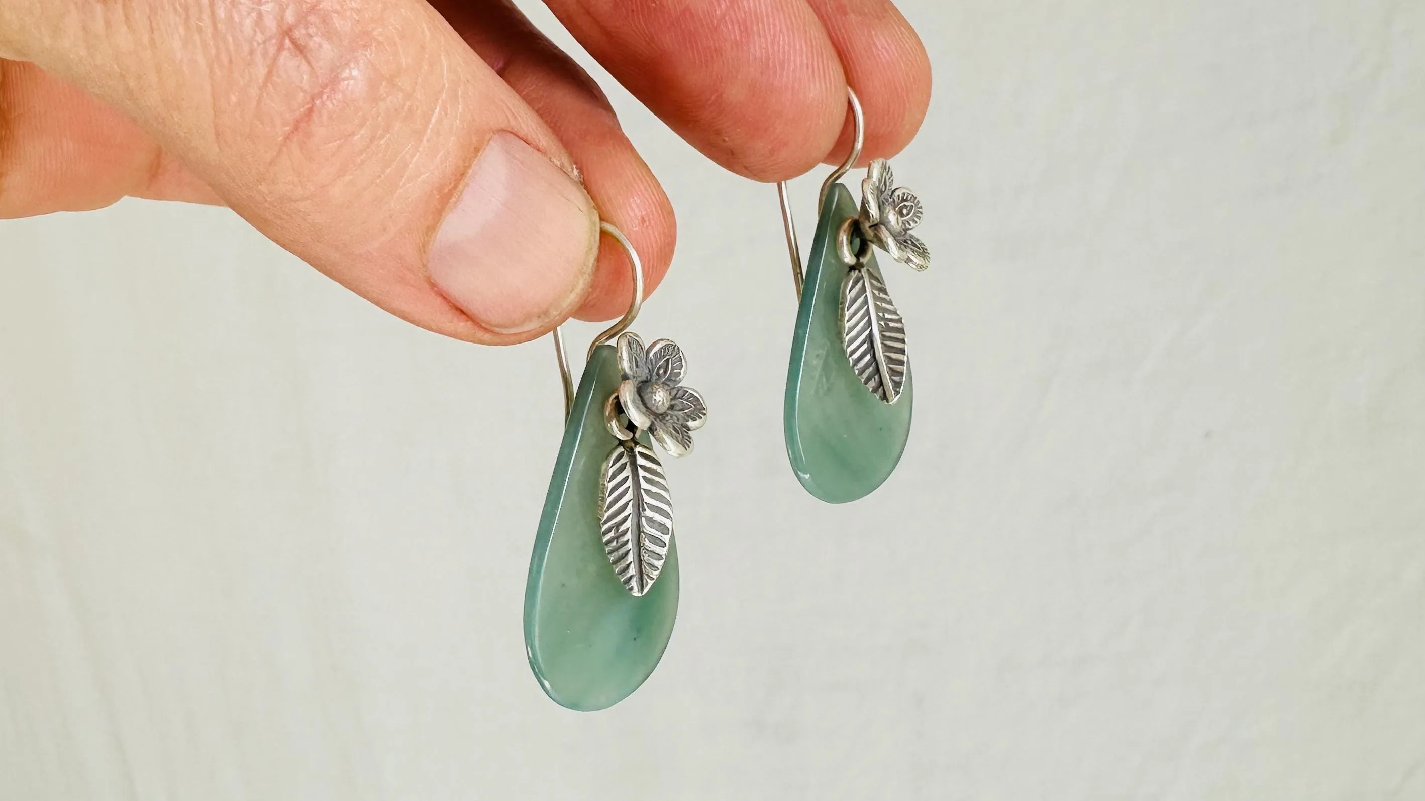 Guatemalan Jade Earrings. Handmade Sterling Silver Jewelry. Mayan Jade Earrings. 4003