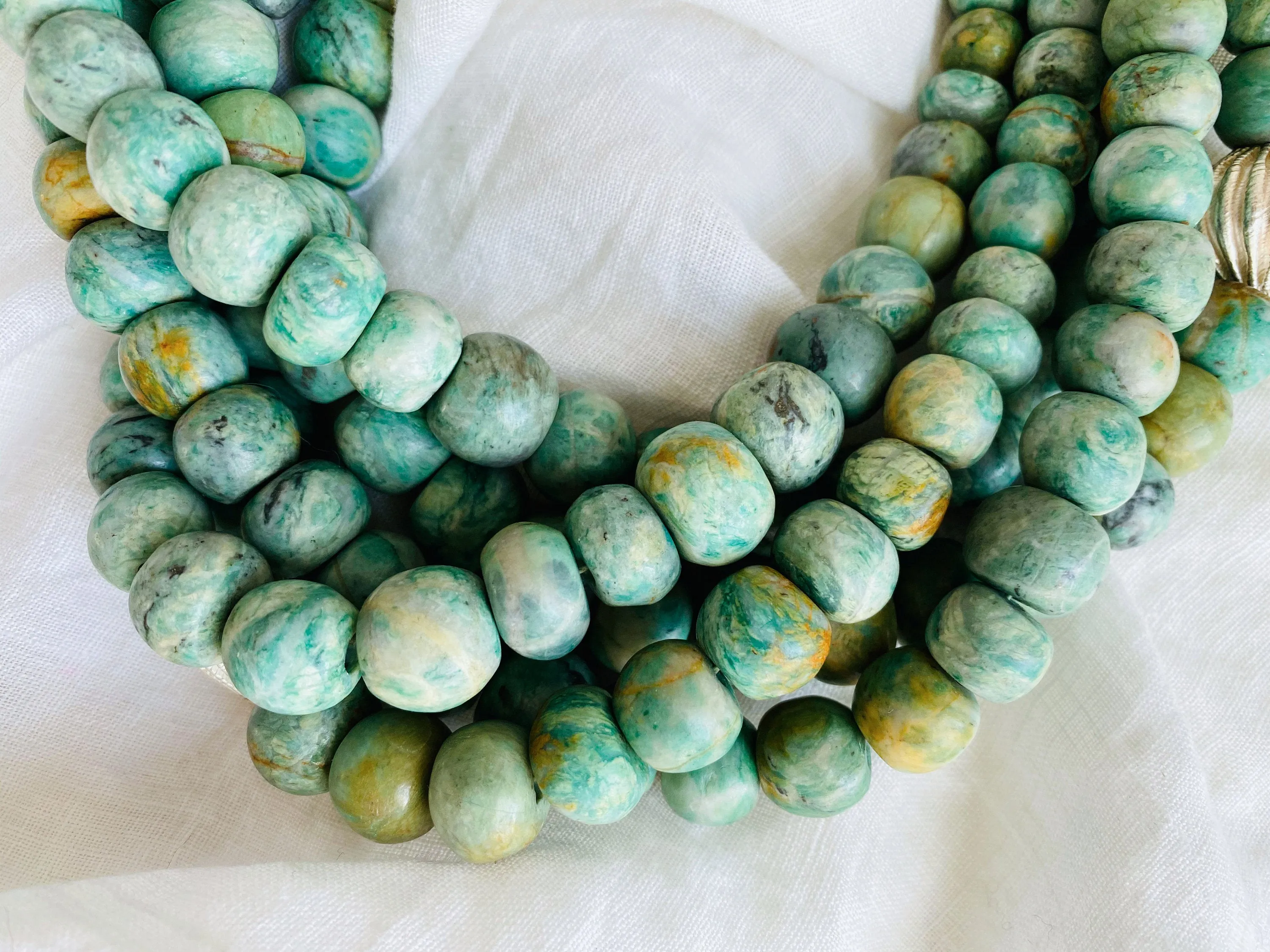 Guatemalita Jade Multistrand Necklace. Sterling Silver.