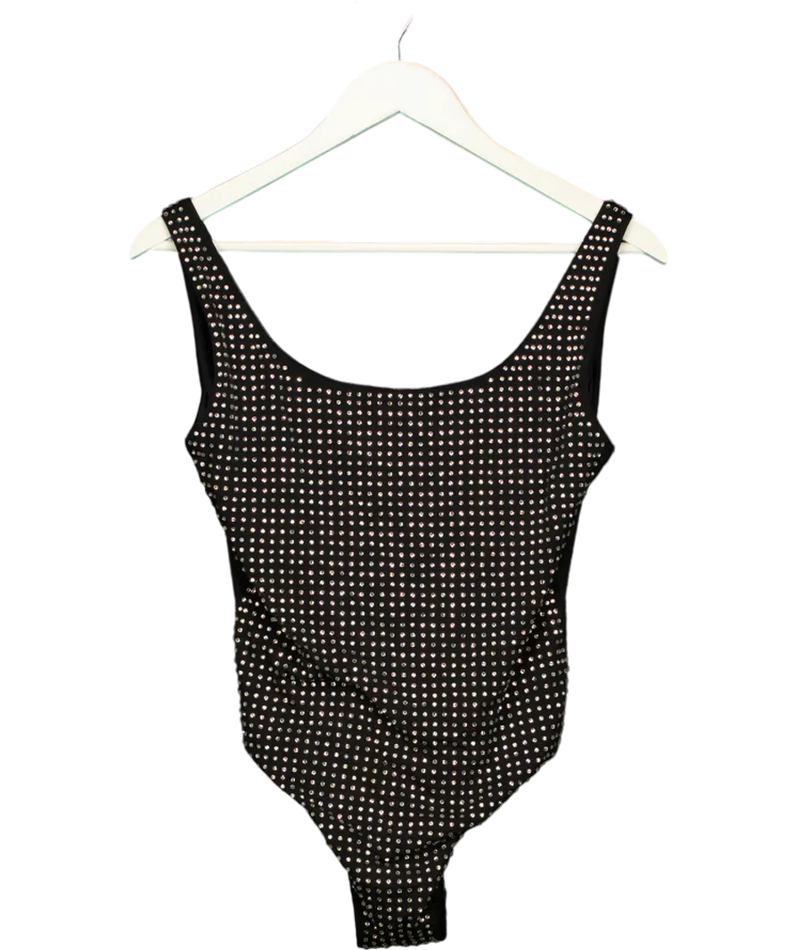 Guess Black Crystal Embellished Onepiece Swimsuit UK M