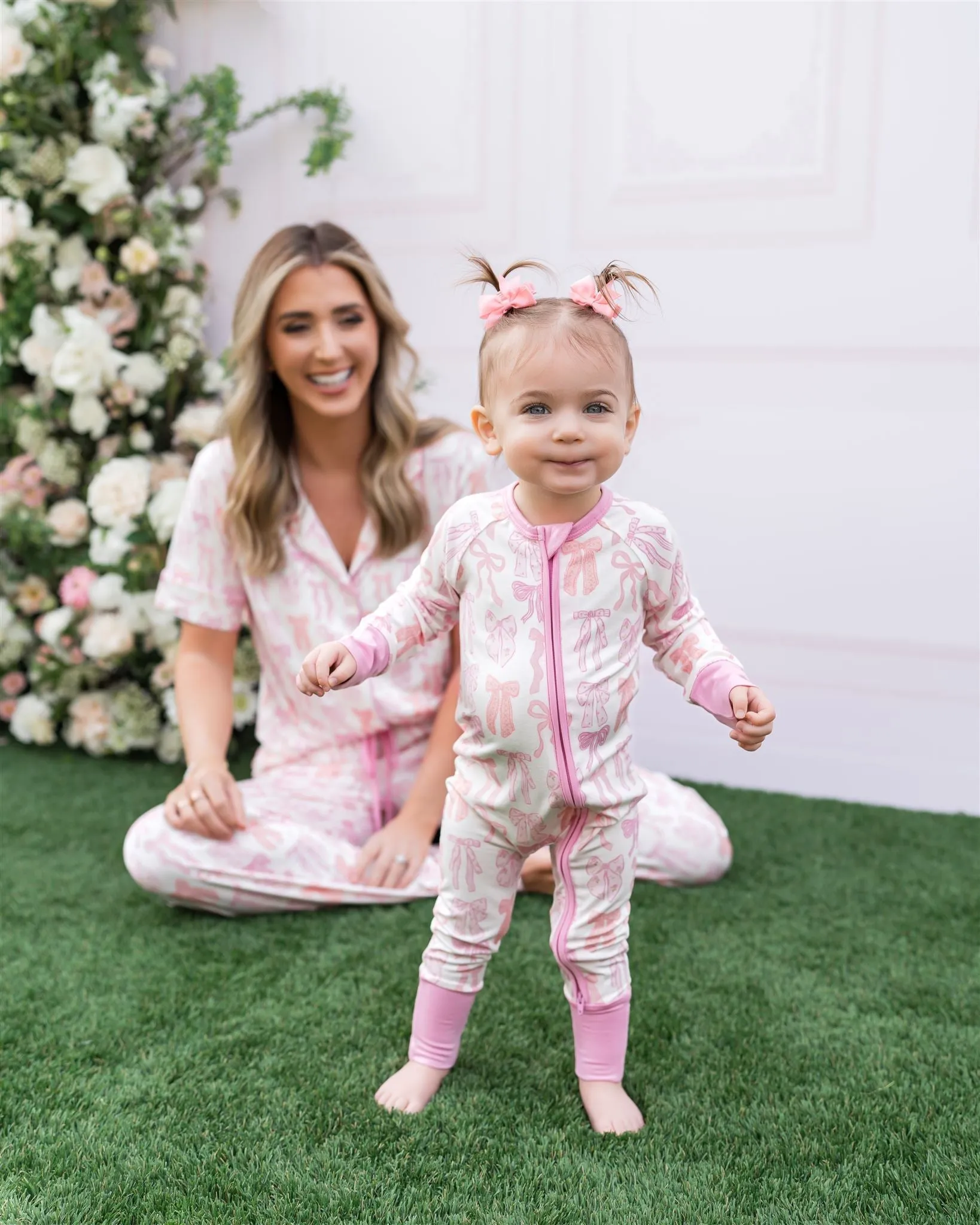 In My Jammers Spring Floral Bows Zipper Romper