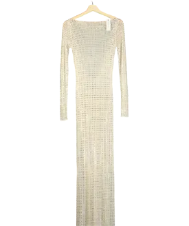 Naked Wardrobe Nude Crystal embellished Open-back Gown UK XS