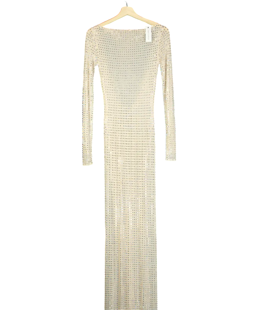 Naked Wardrobe Nude Crystal embellished Open-back Gown UK XS