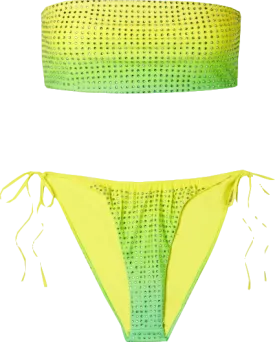 Self-Portrait Green Crystal-embellished Ombré Bandeau Bikini Set BNWT UK 8