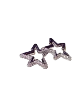 Silver Crystal Embellished Star Earrings In Gift Box