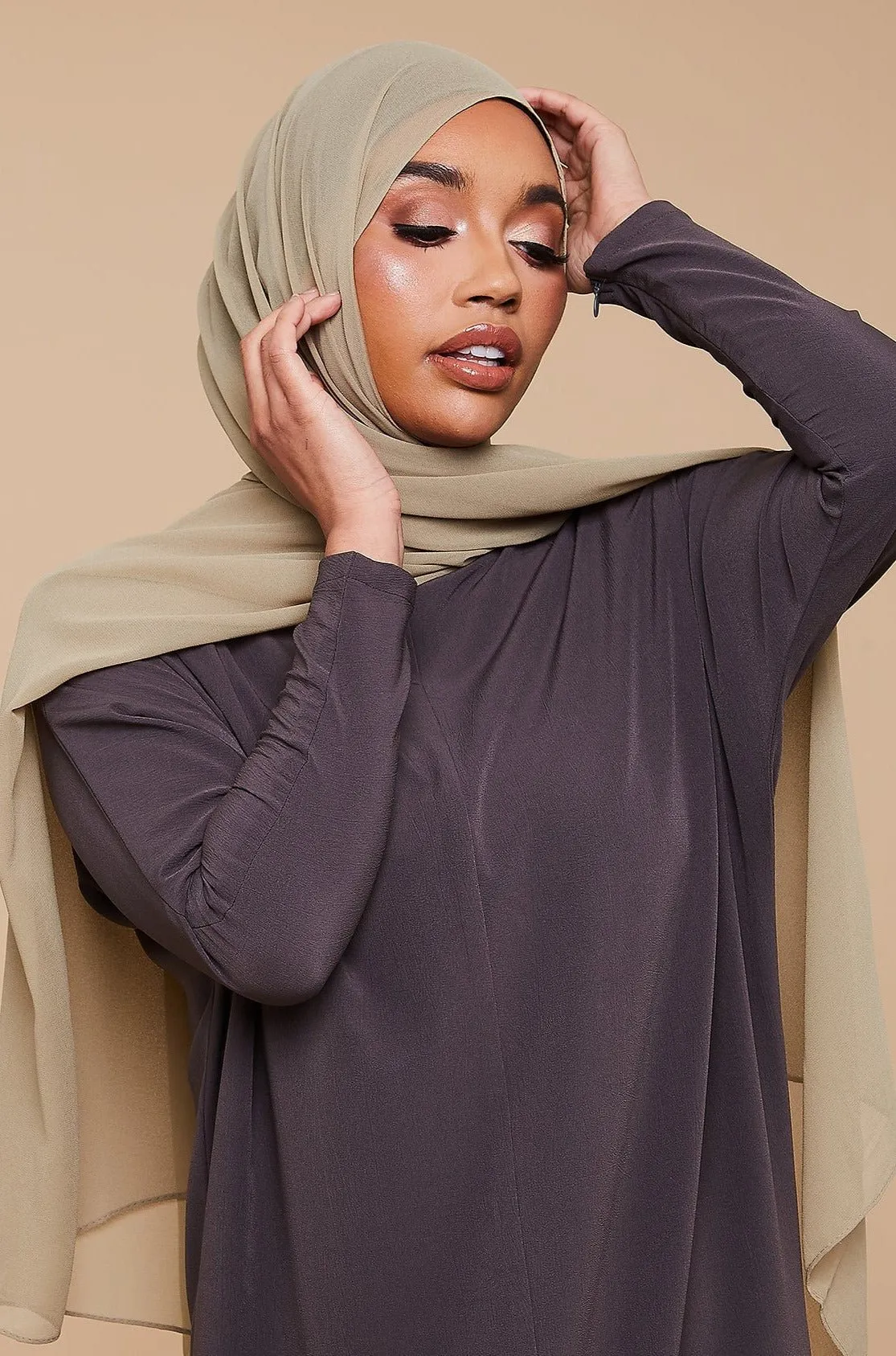 Stone Soft Crepe Chiffon Hijab