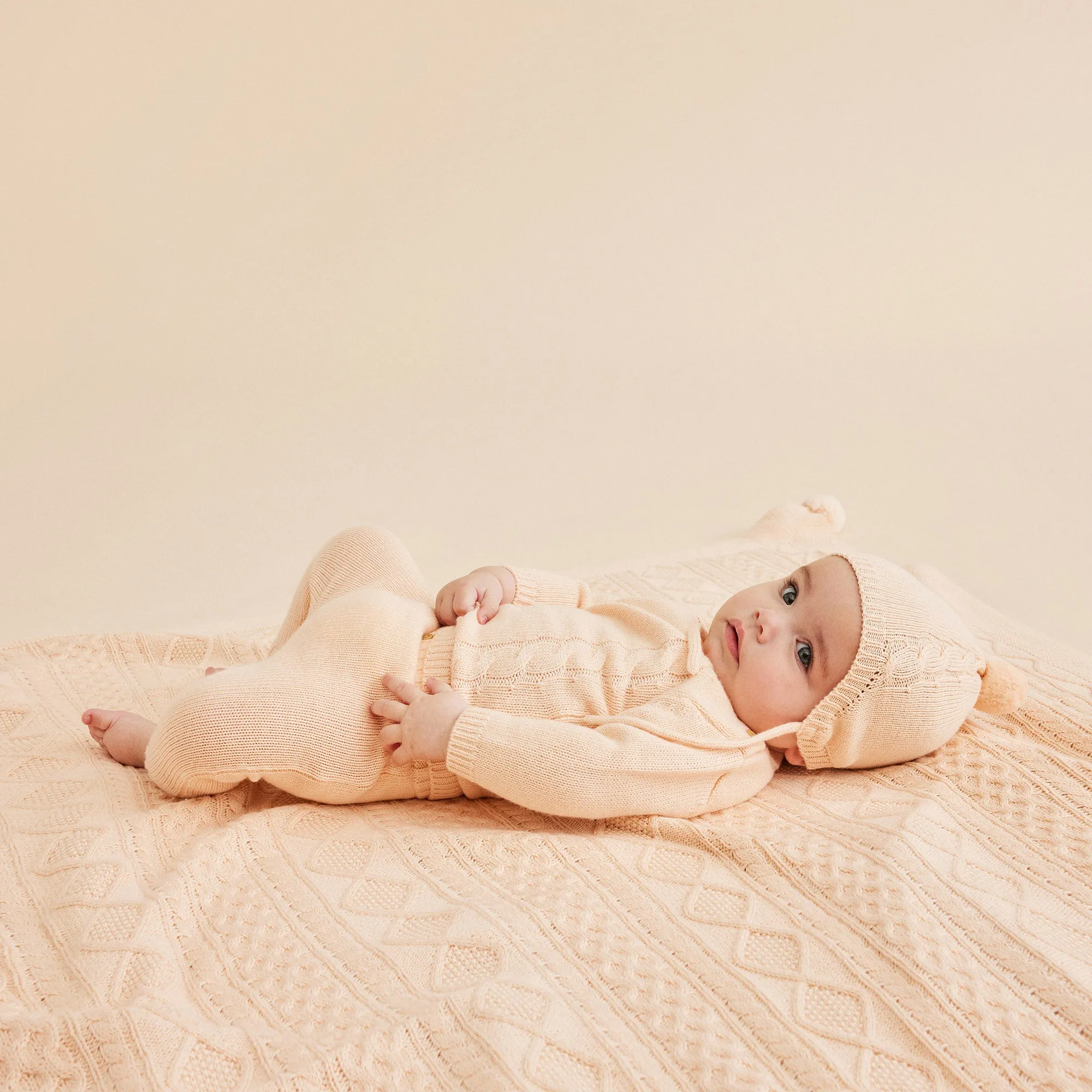 Wilson and Frenchy Knitted Mini Cable Bonnet - Blush